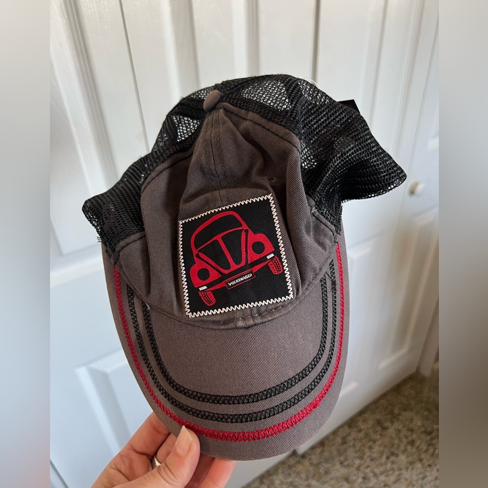 Gray and Black Cap with Red Car Patch